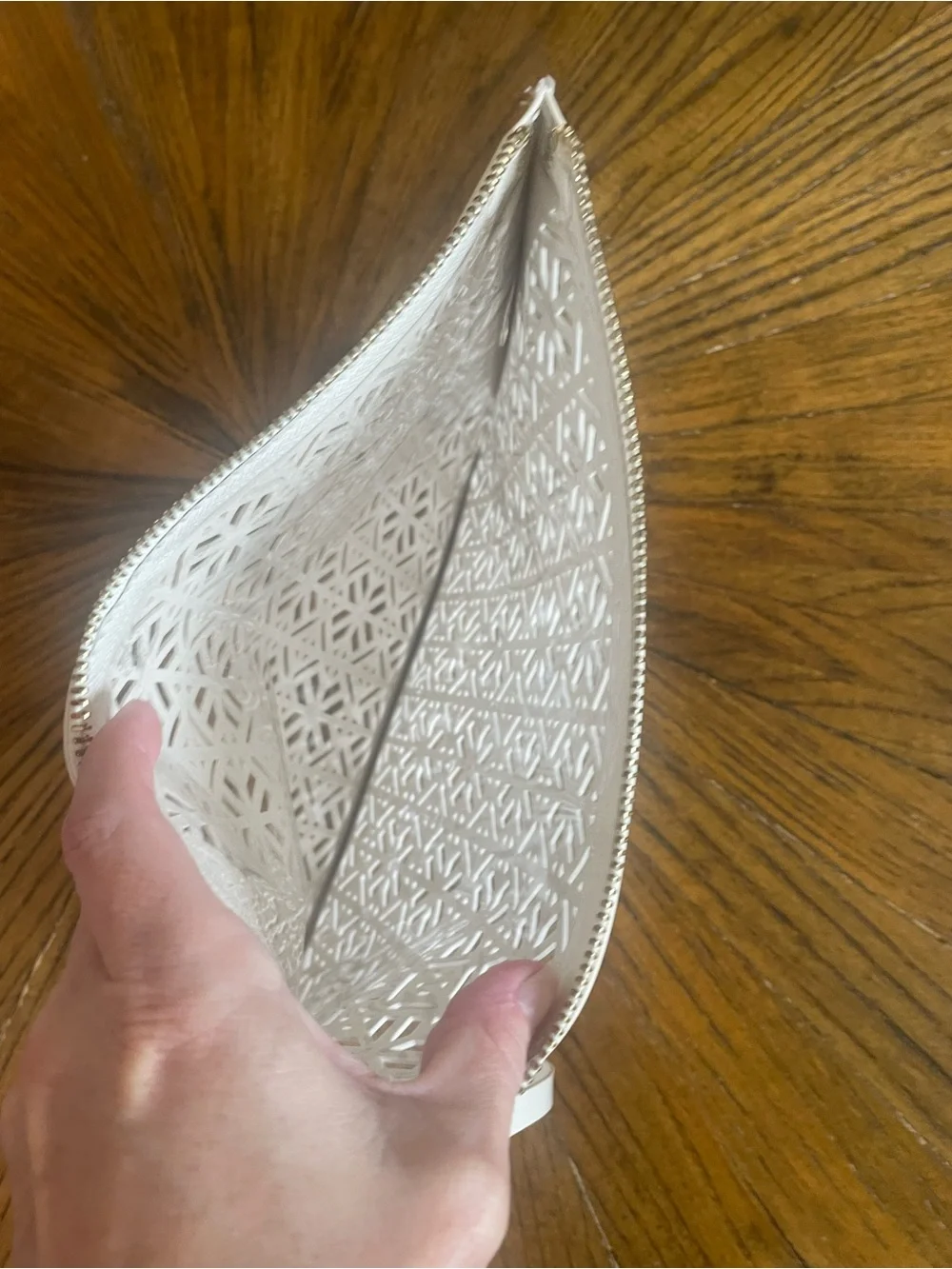 Tory Burch White Laser-Cut Wristlet Clutch